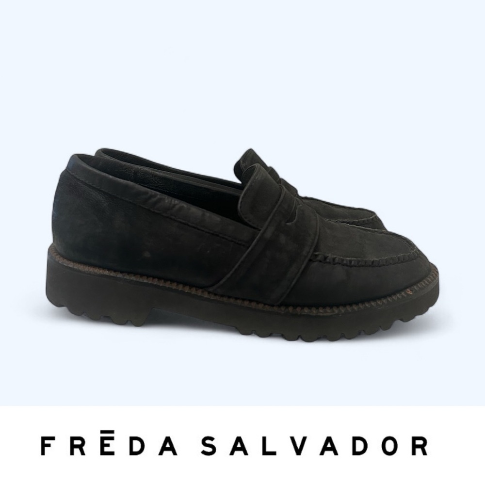 Freda Salvador Black Suede Char Loafers, Size 7.5, MSRP $400 - Picture 5 of 7
